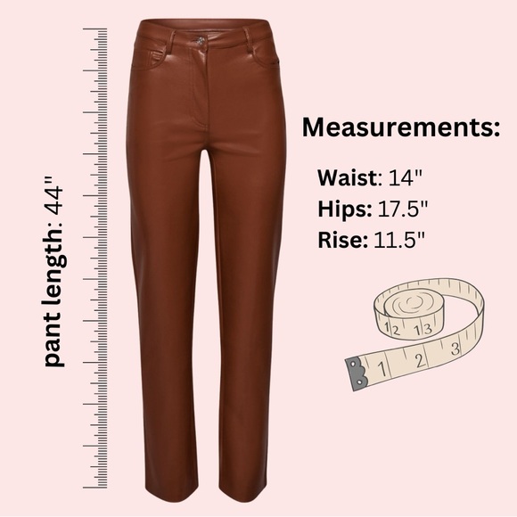 WILFRED ARITZIA sz.4 vegan leather Melina™️ high-rise women’s pant in cognac - Picture 3 of 10